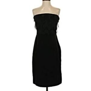 Banana Republic Fringe Midi Dress Black 4P 4 Petite Cocktail Party Wedding Guest